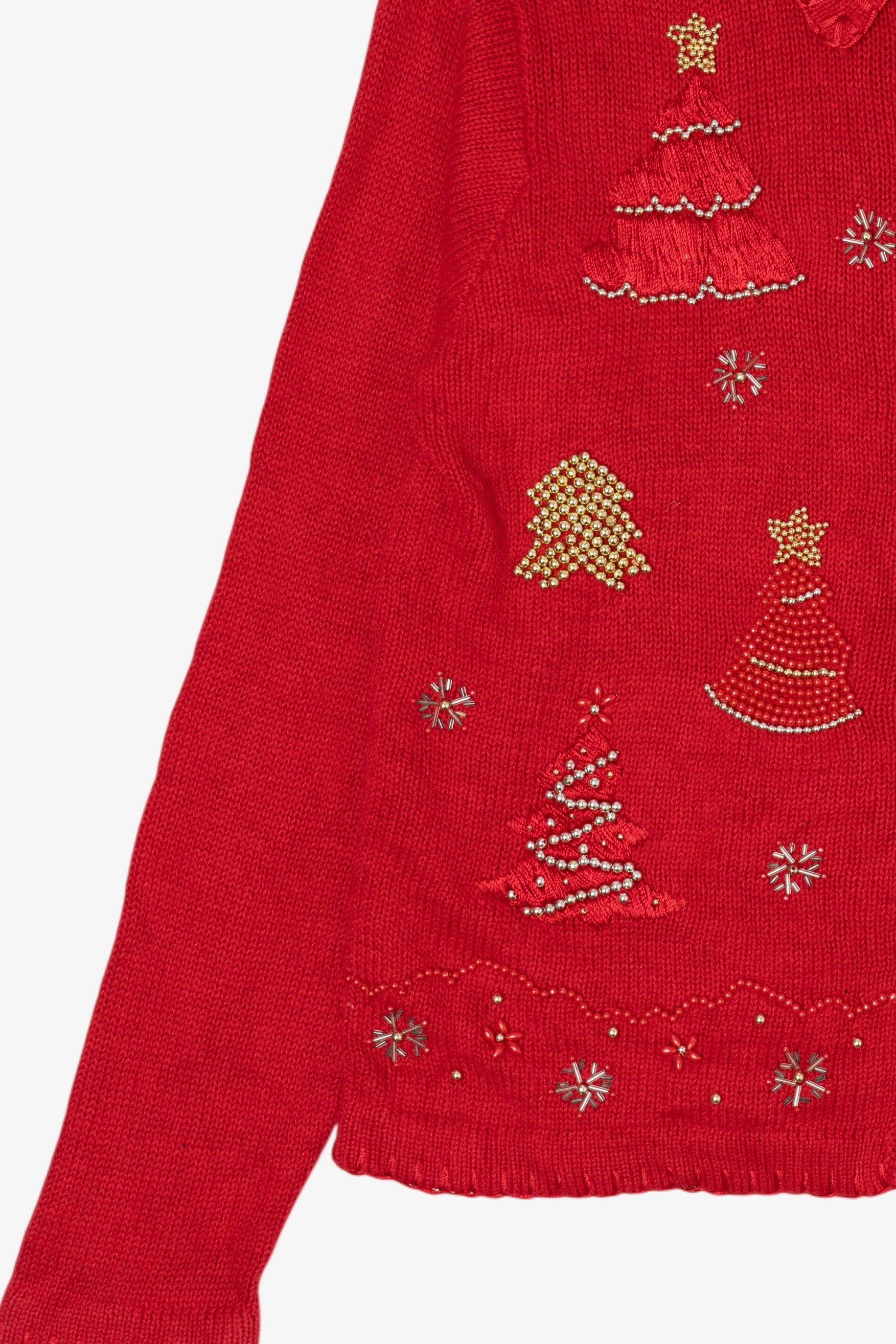 Vintage Red Victoria Jones Trees Ugly Christmas Cardigan (1990s)