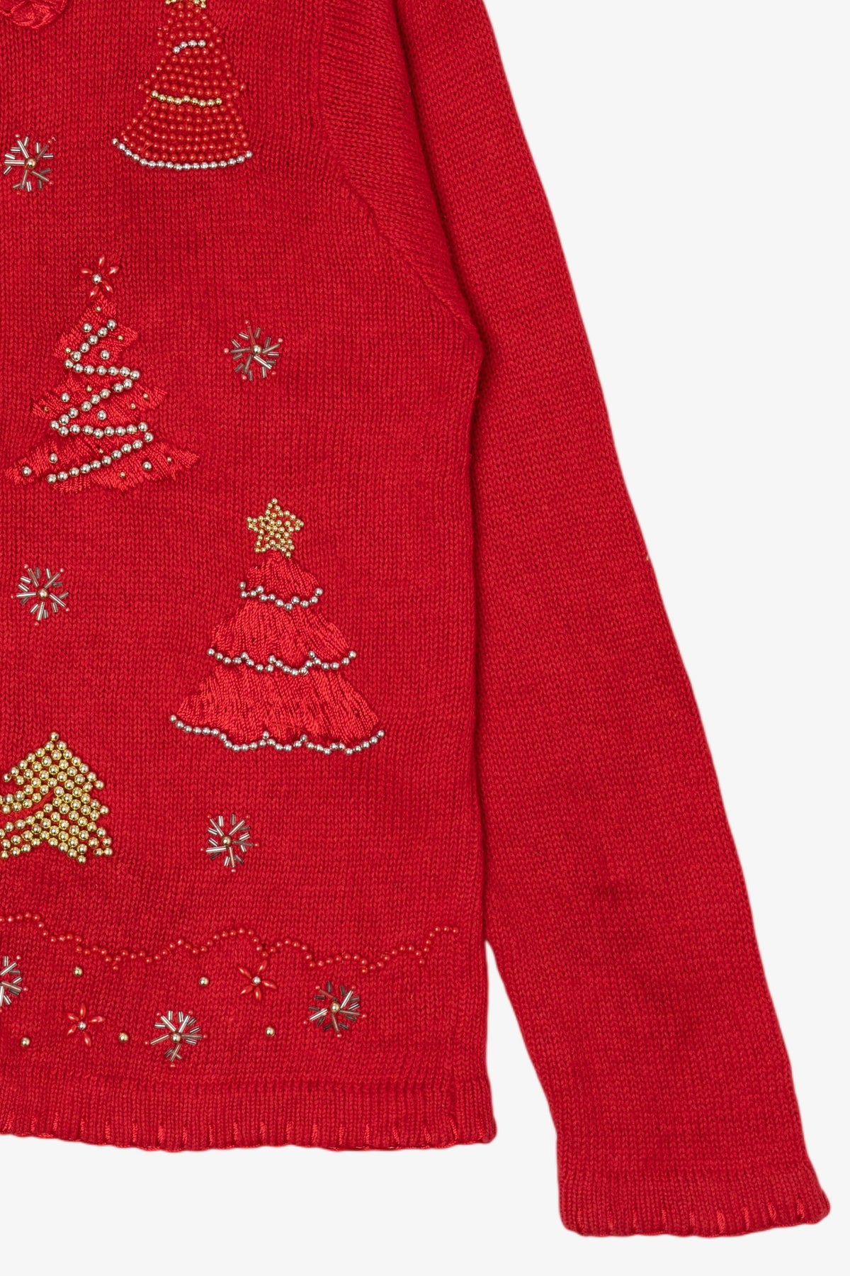 Vintage Red Victoria Jones Trees Ugly Christmas Cardigan (1990s)