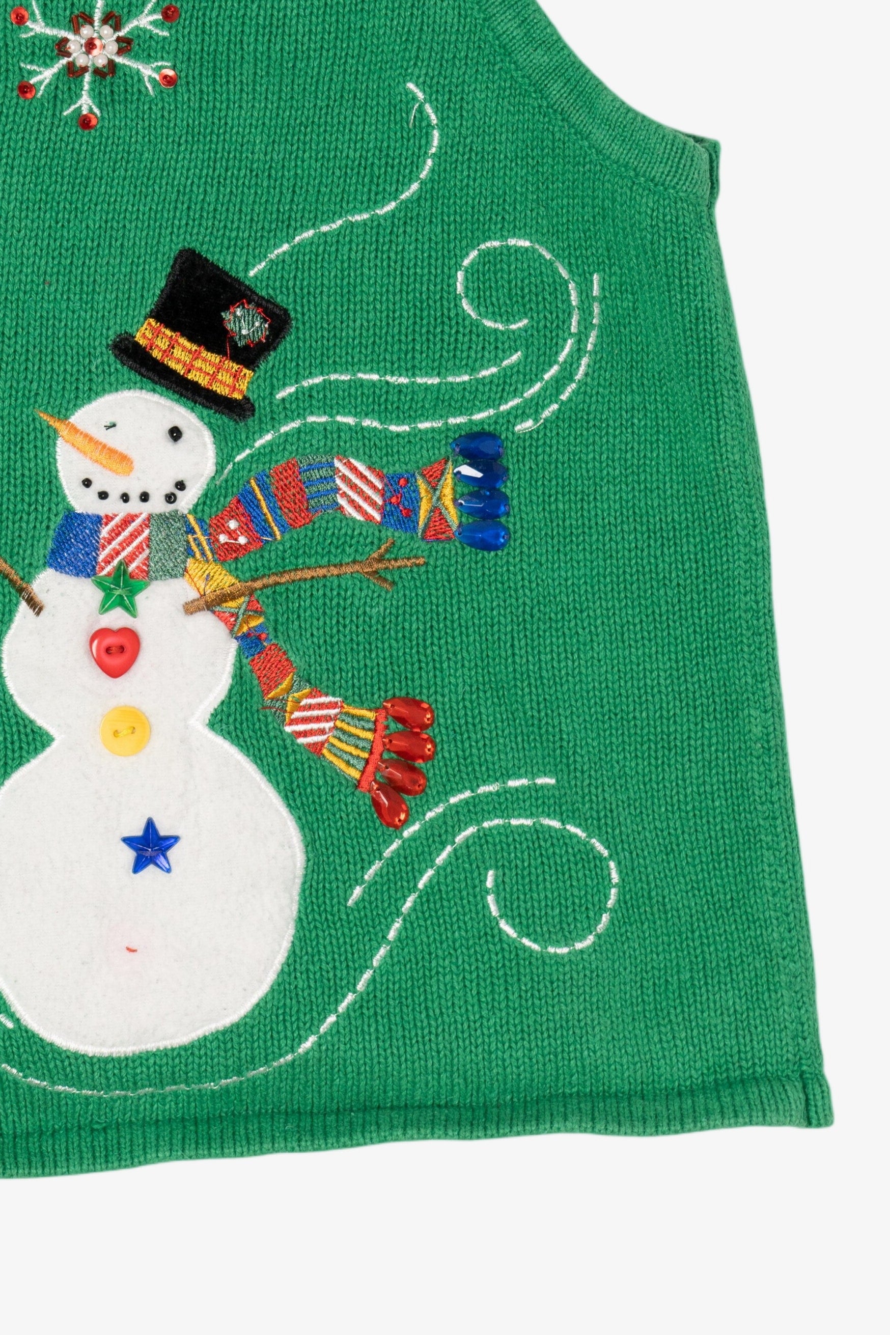 Vintage Green Carly St. Claire Snowmen Christmas Vest (1990s)
