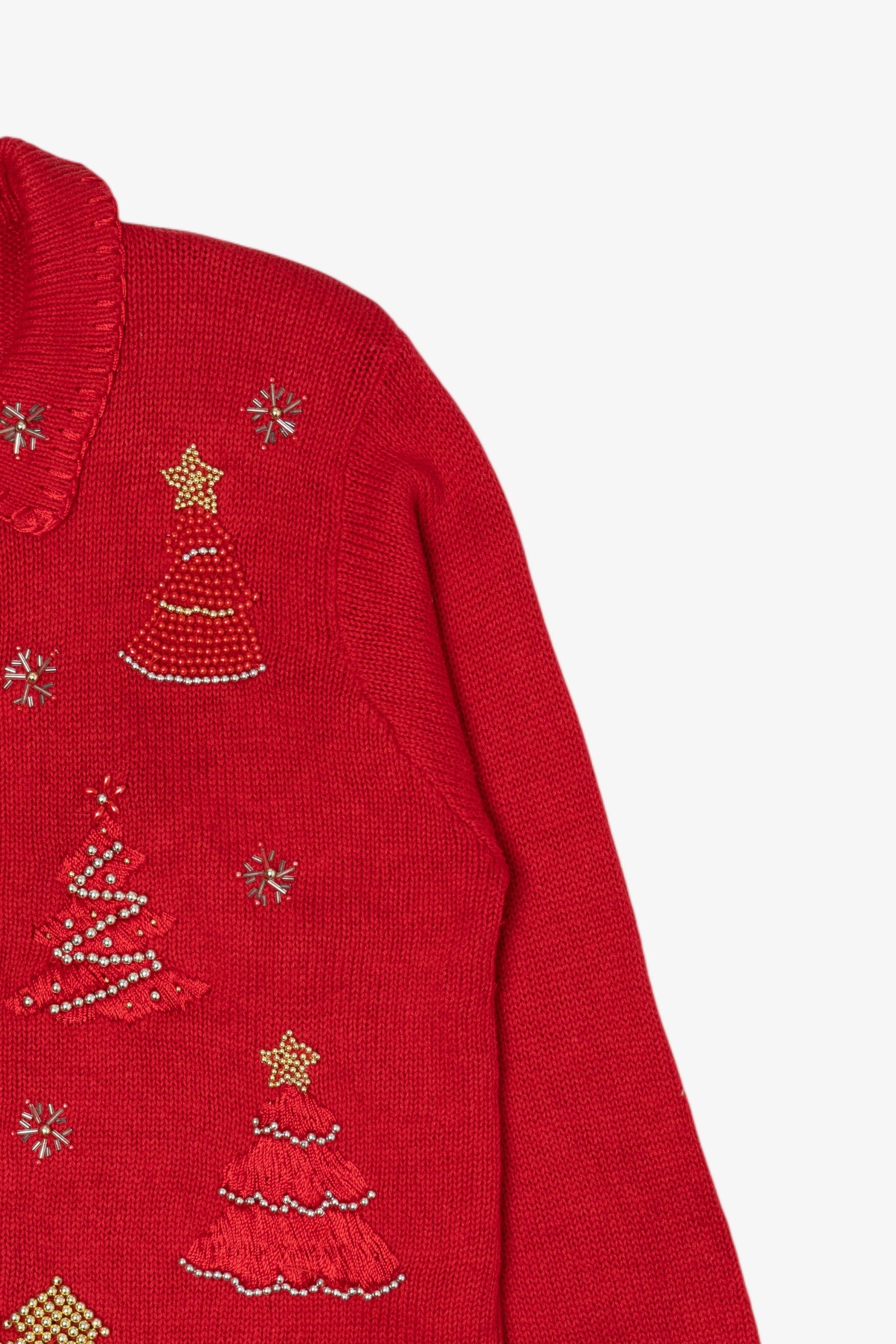 Vintage Red Victoria Jones Trees Ugly Christmas Cardigan (1990s)