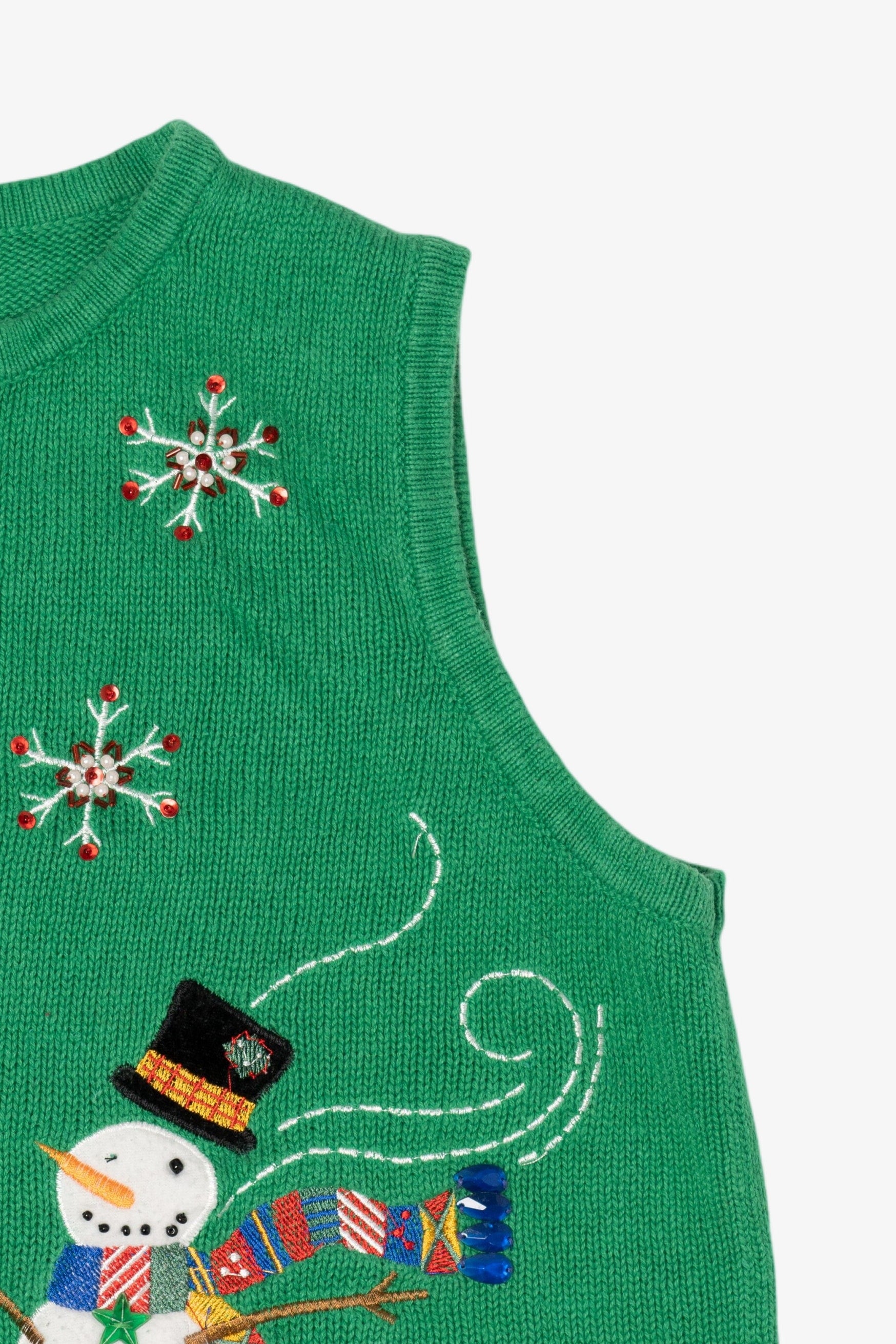 Vintage Green Carly St. Claire Snowmen Christmas Vest (1990s)