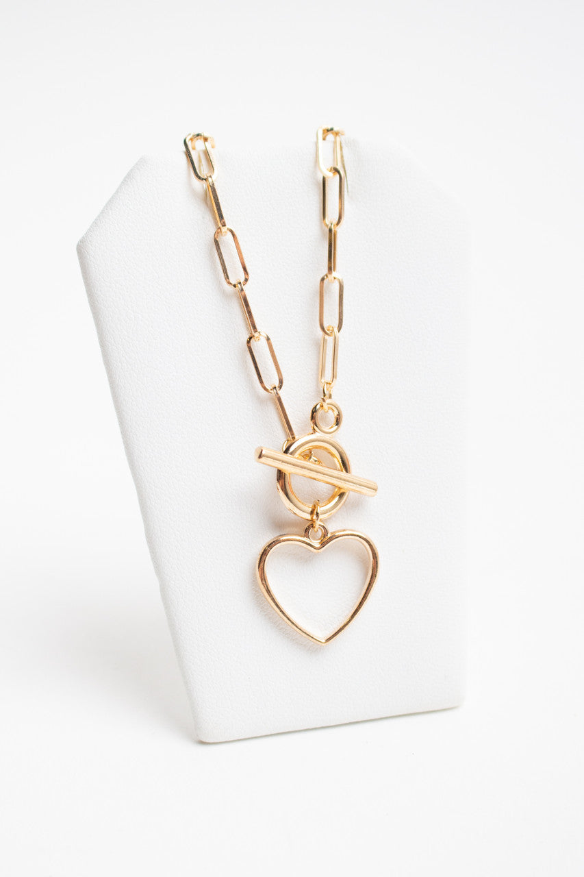 Heart Of Gold Toggle Clasp Necklace