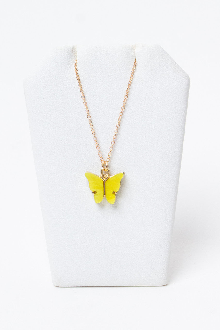 Yellow Butterfly Charm Necklace