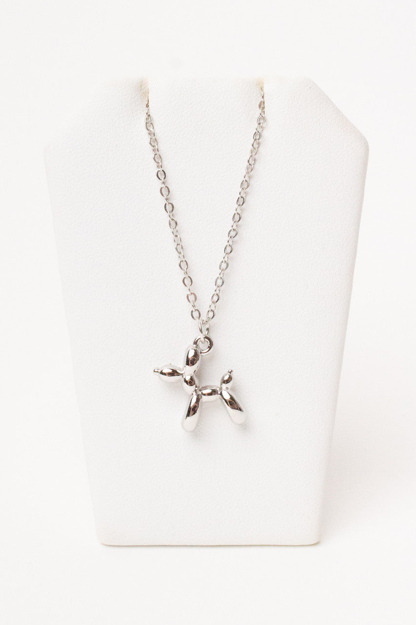 Chrome Balloon Animal Charm Necklace
