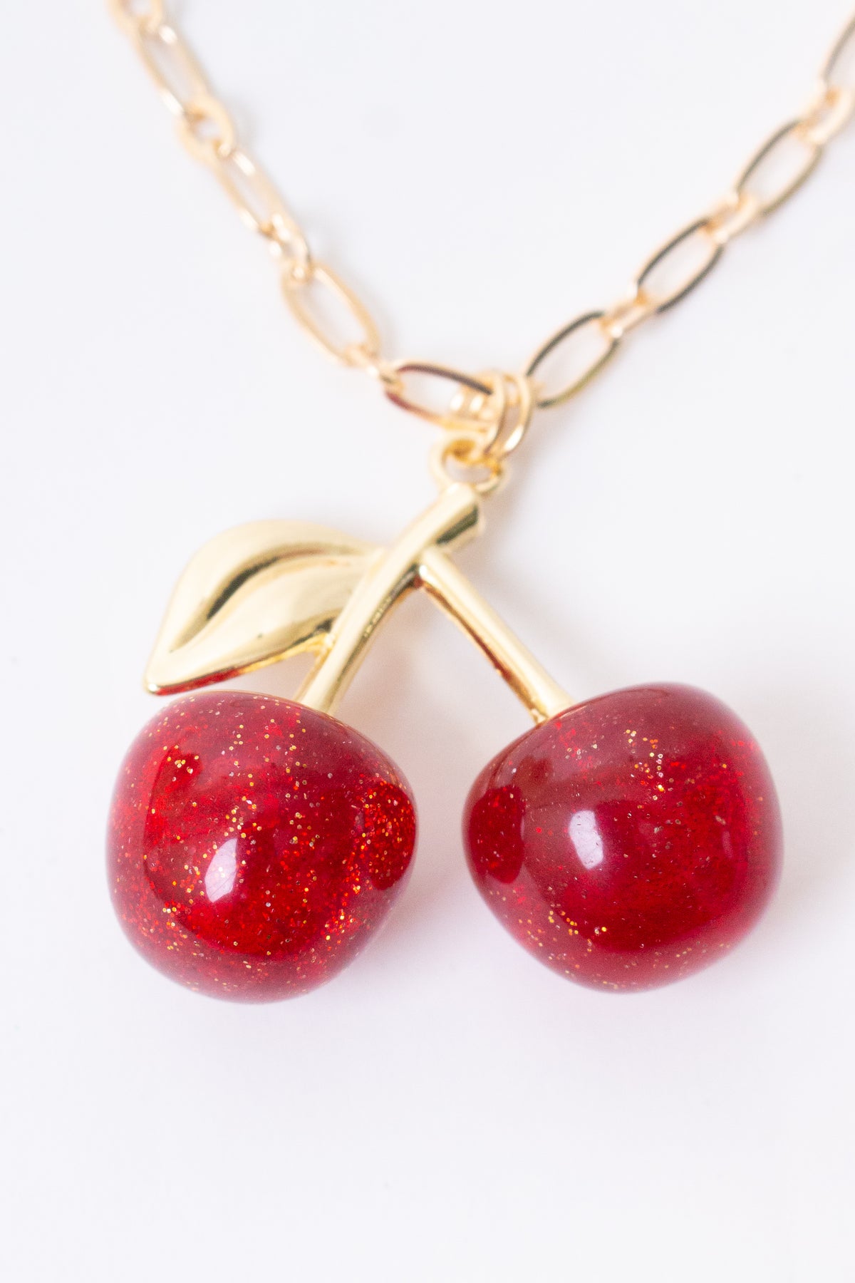 Glitter Cherries Chain Necklace