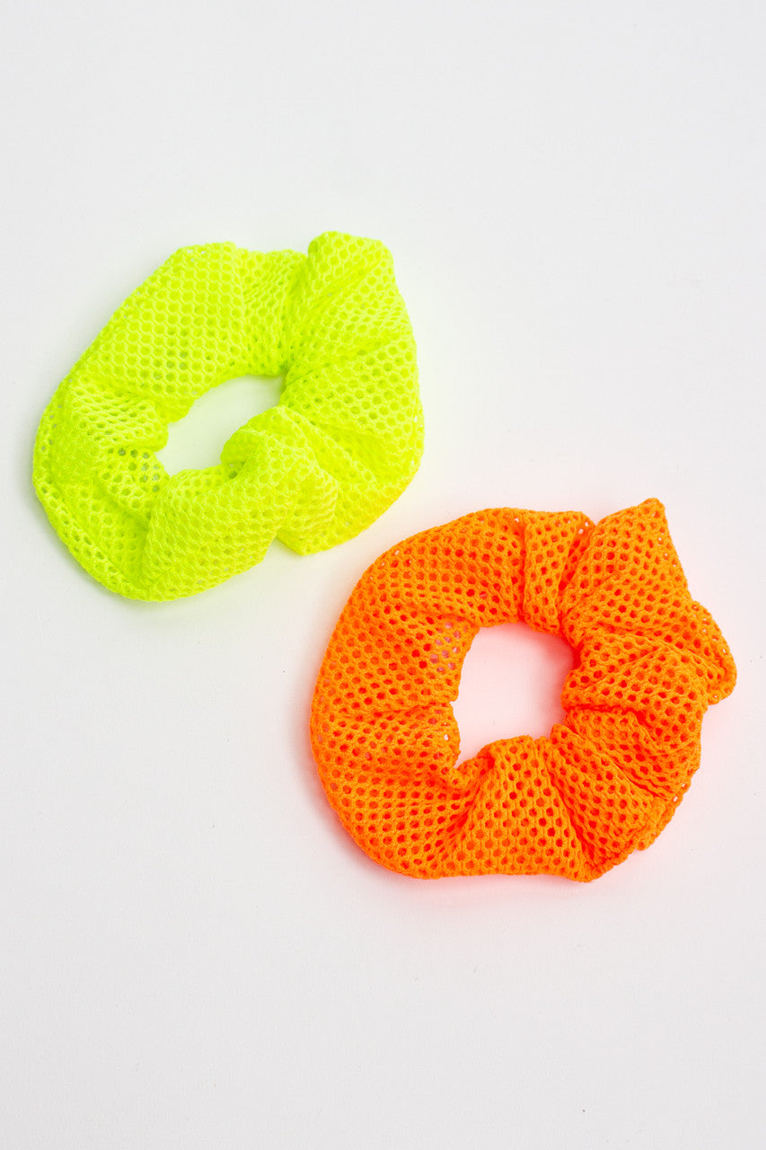 2 Piece Neon Fishnet Scrunchies