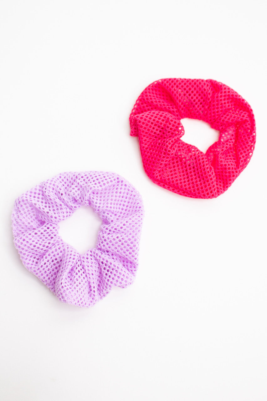2 Piece Neon Fishnet Scrunchies