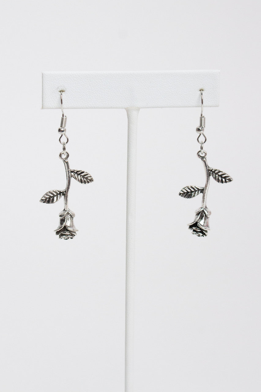 Silver Rose Earrings