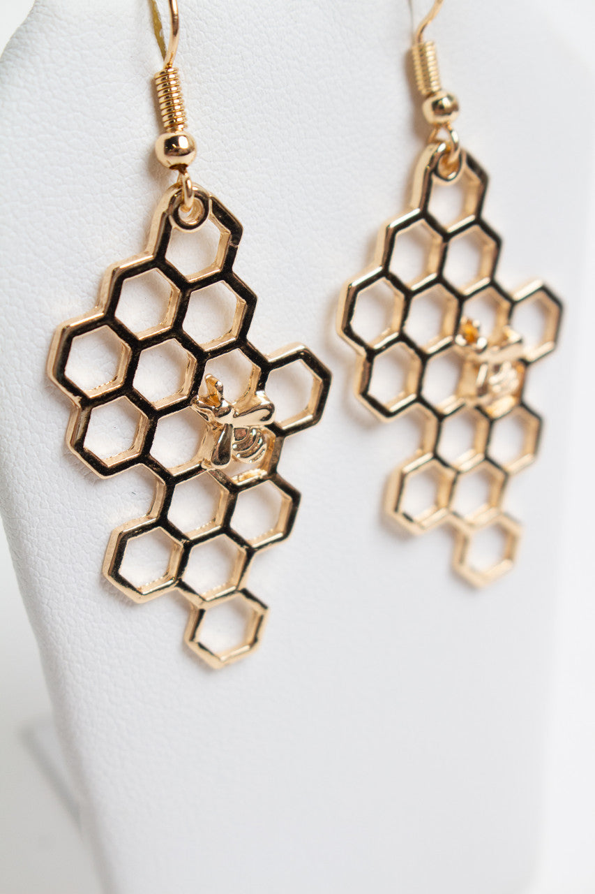 Gold Honeycomb Earrings