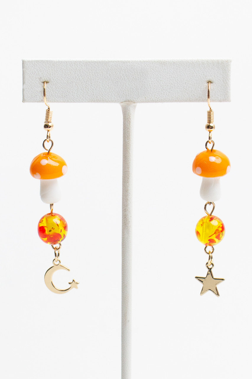Moon & Stars Mushroom Earrings