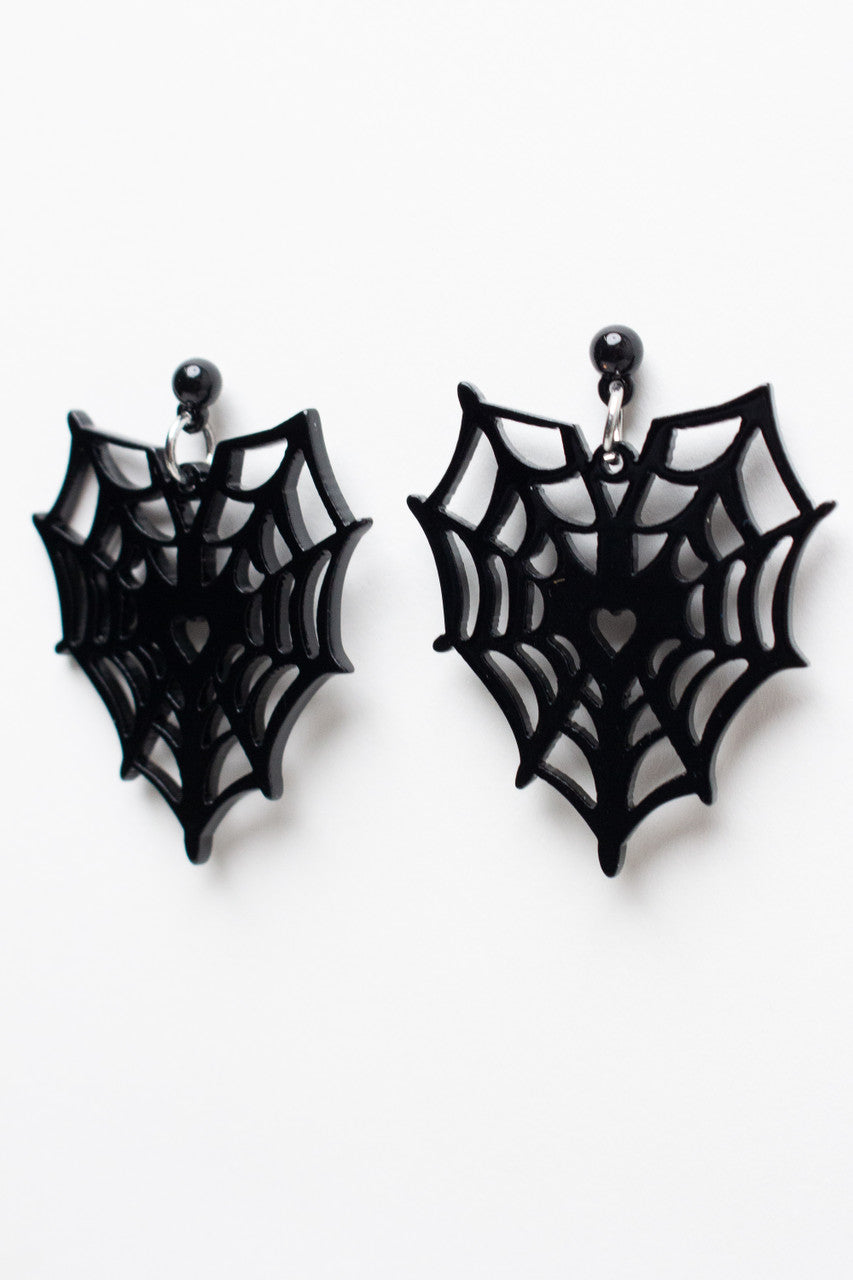 Spiderweb Heart Stud Earrings