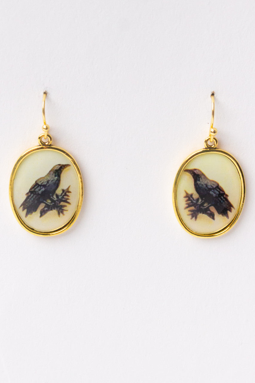 Antique Style Bird Portrait Earrings