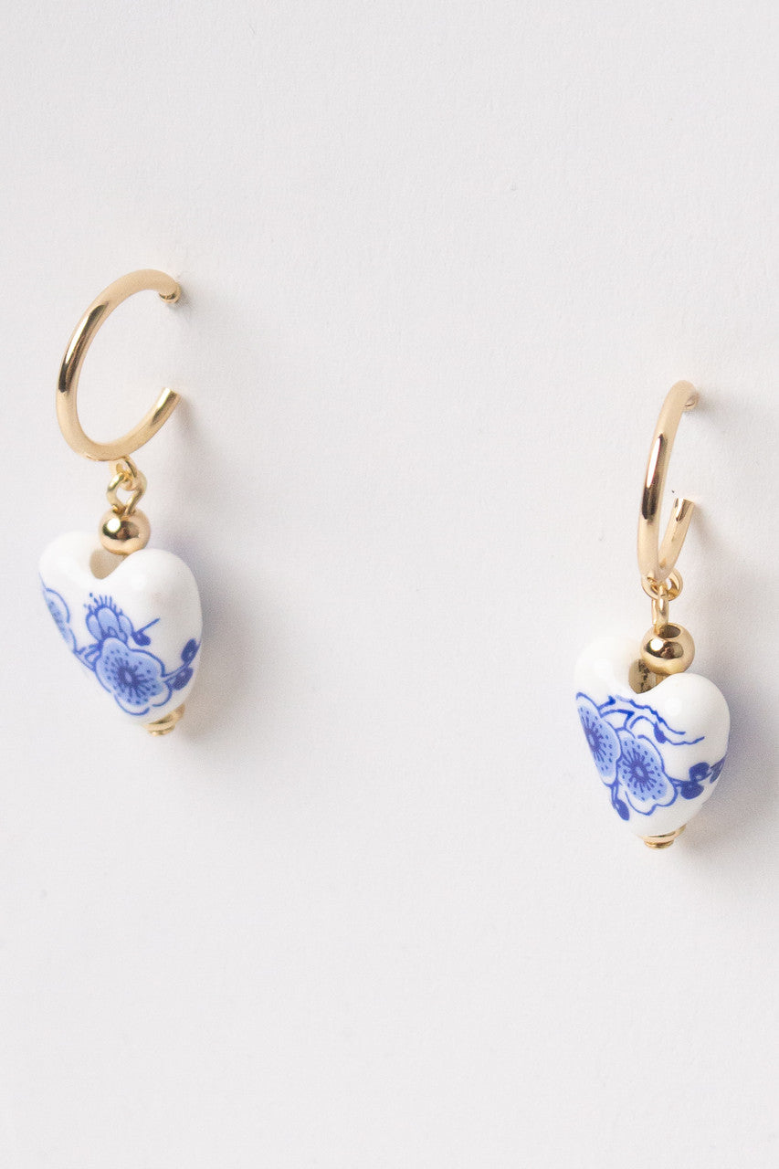 Painted Floral Heart Earrings