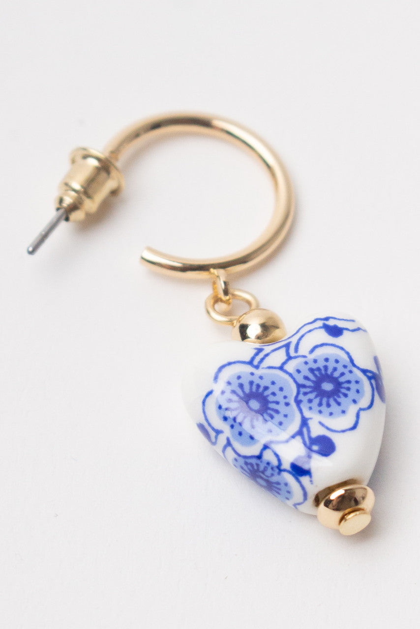 Painted Floral Heart Earrings