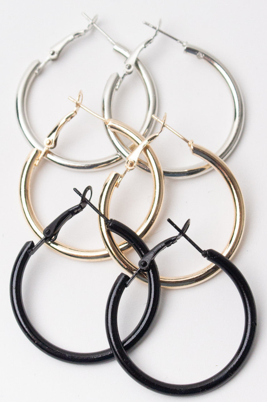 Basic Hoop Earrings Set