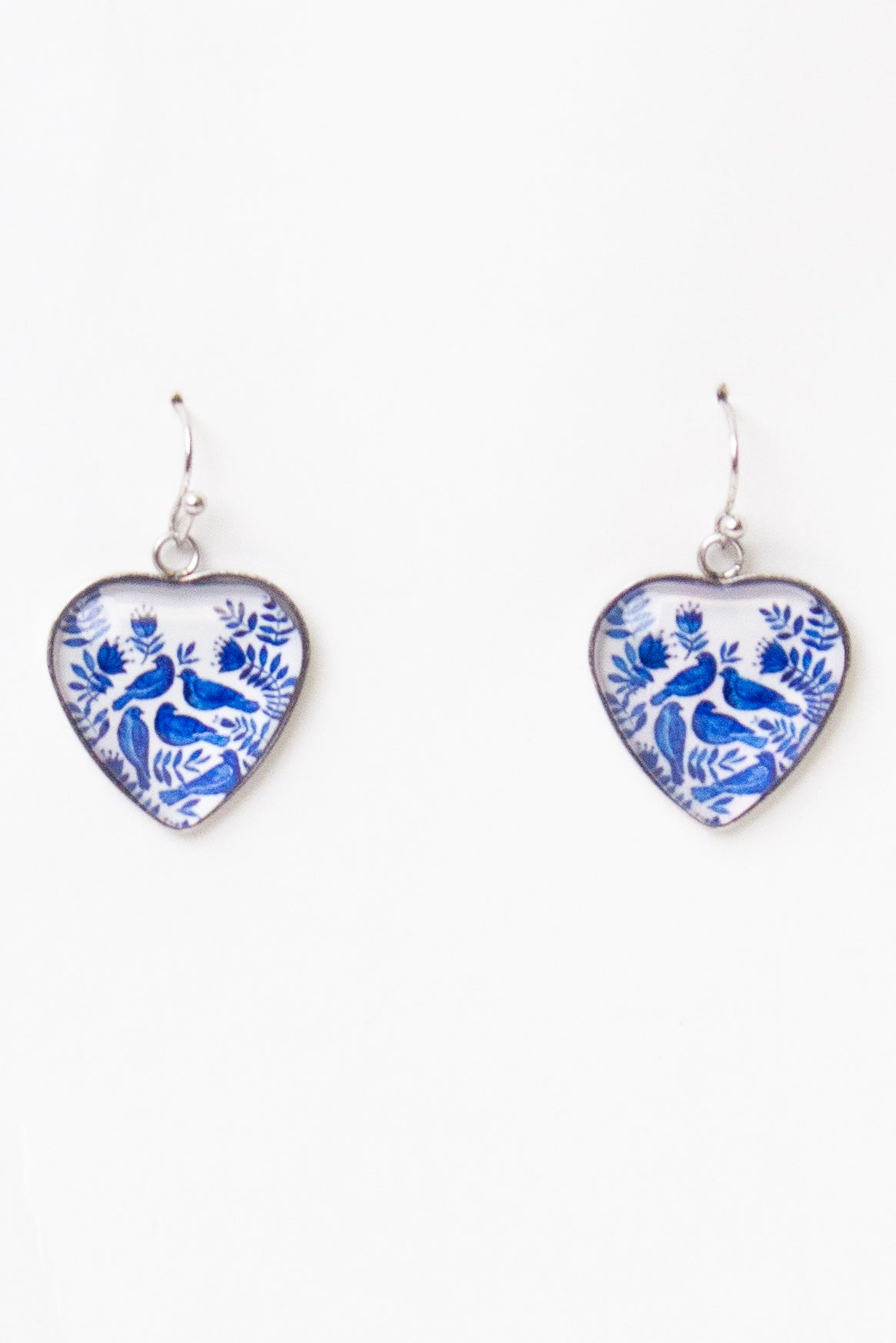 Blue Bird Heart Earrings