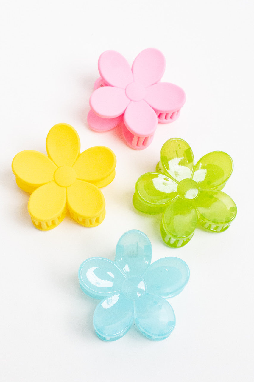 4 Piece Flower Claw Clip Set