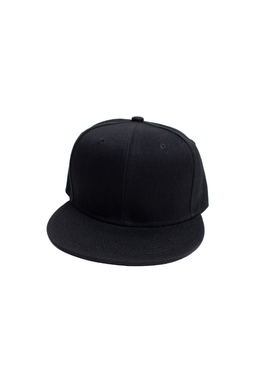 Black Solid Snapback Hat
