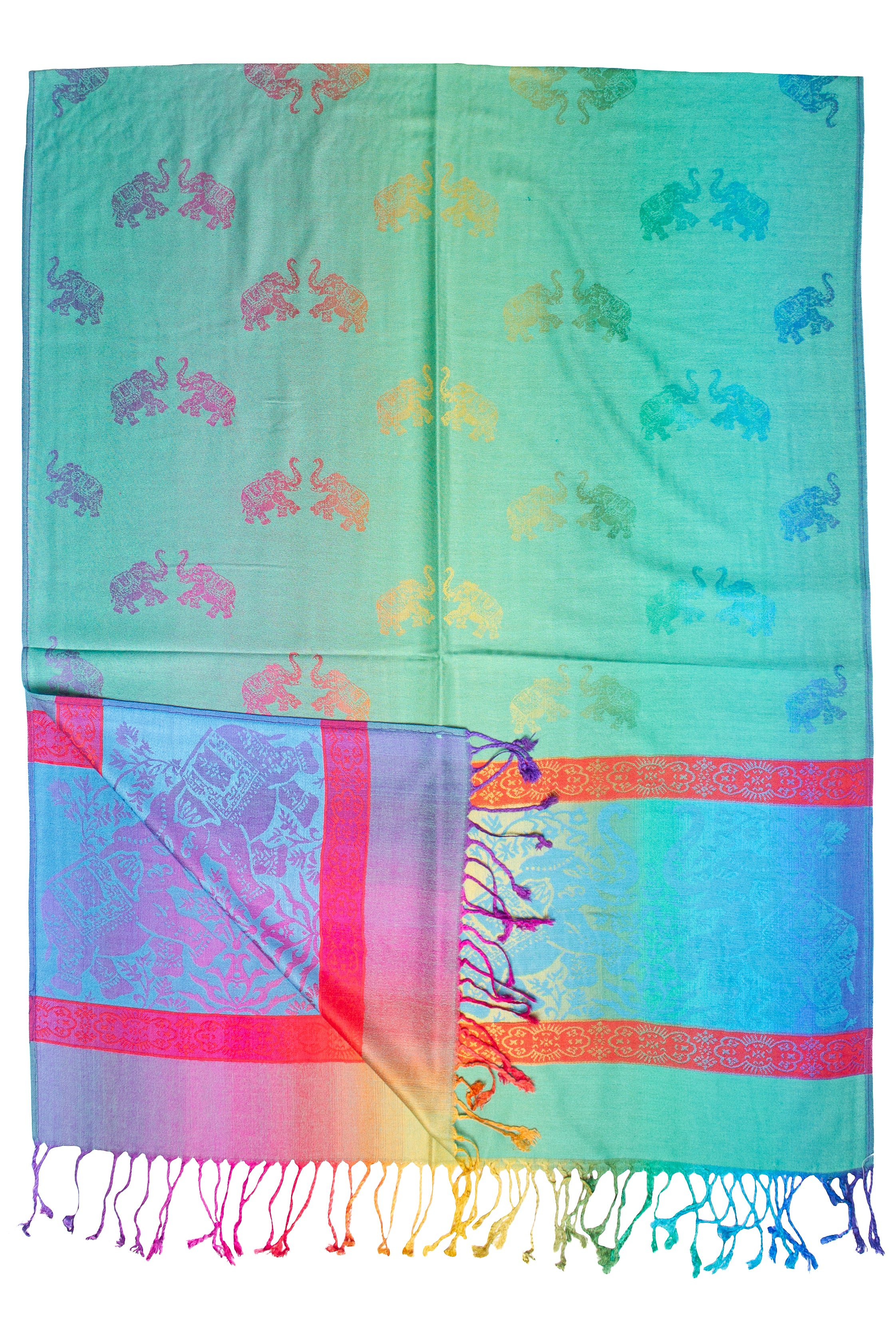 Rainbow Elephants Scarf Shawl