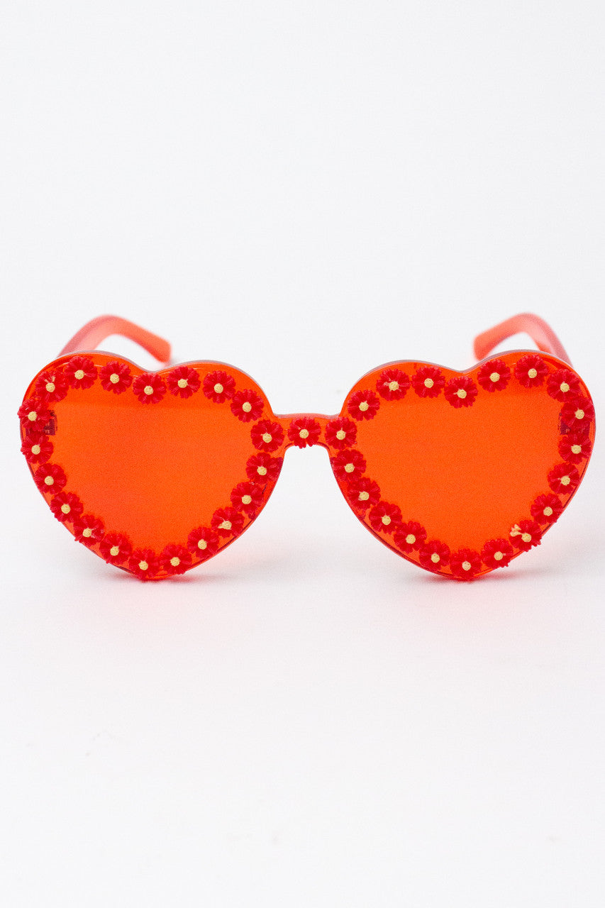 Flower Rim Heart Sunglasses