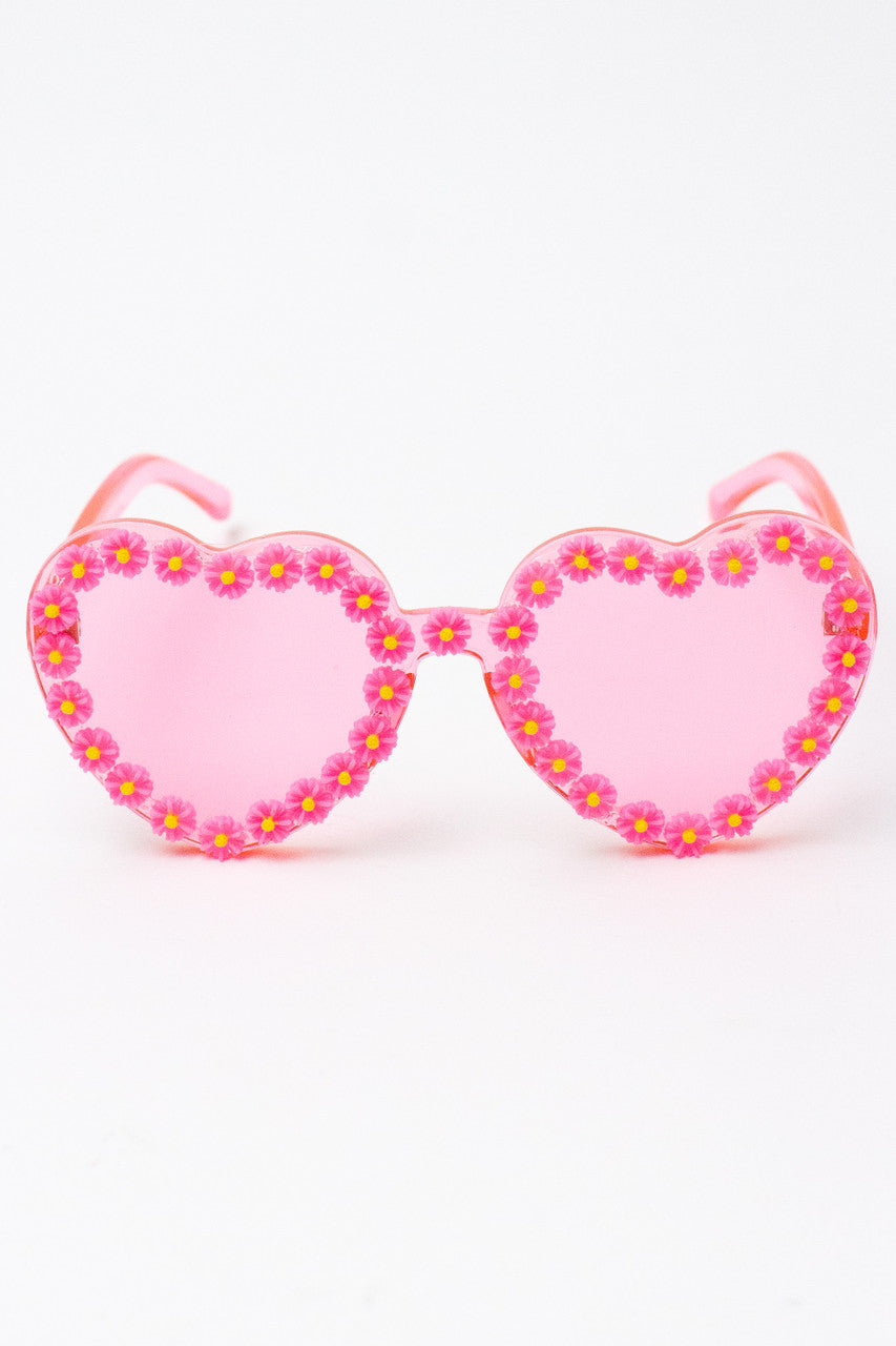 Flower Rim Heart Sunglasses