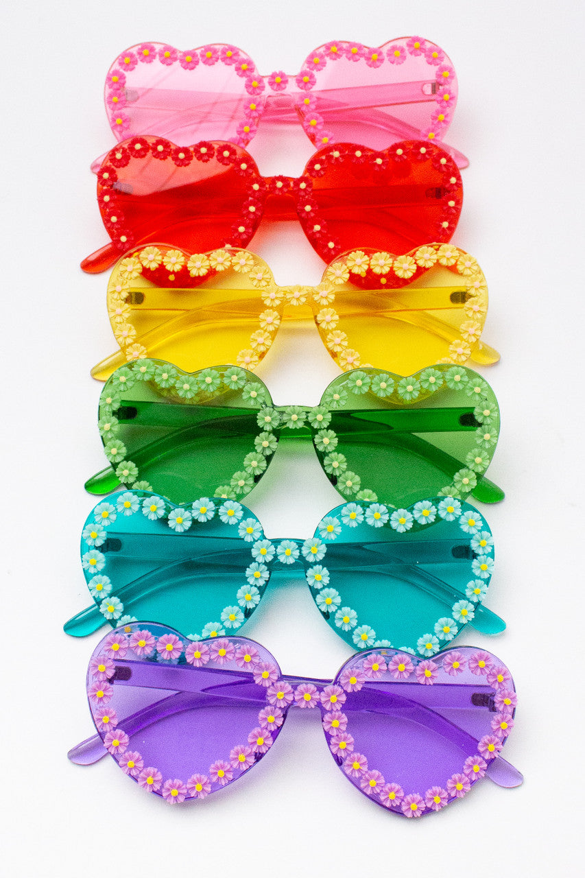 Flower Rim Heart Sunglasses