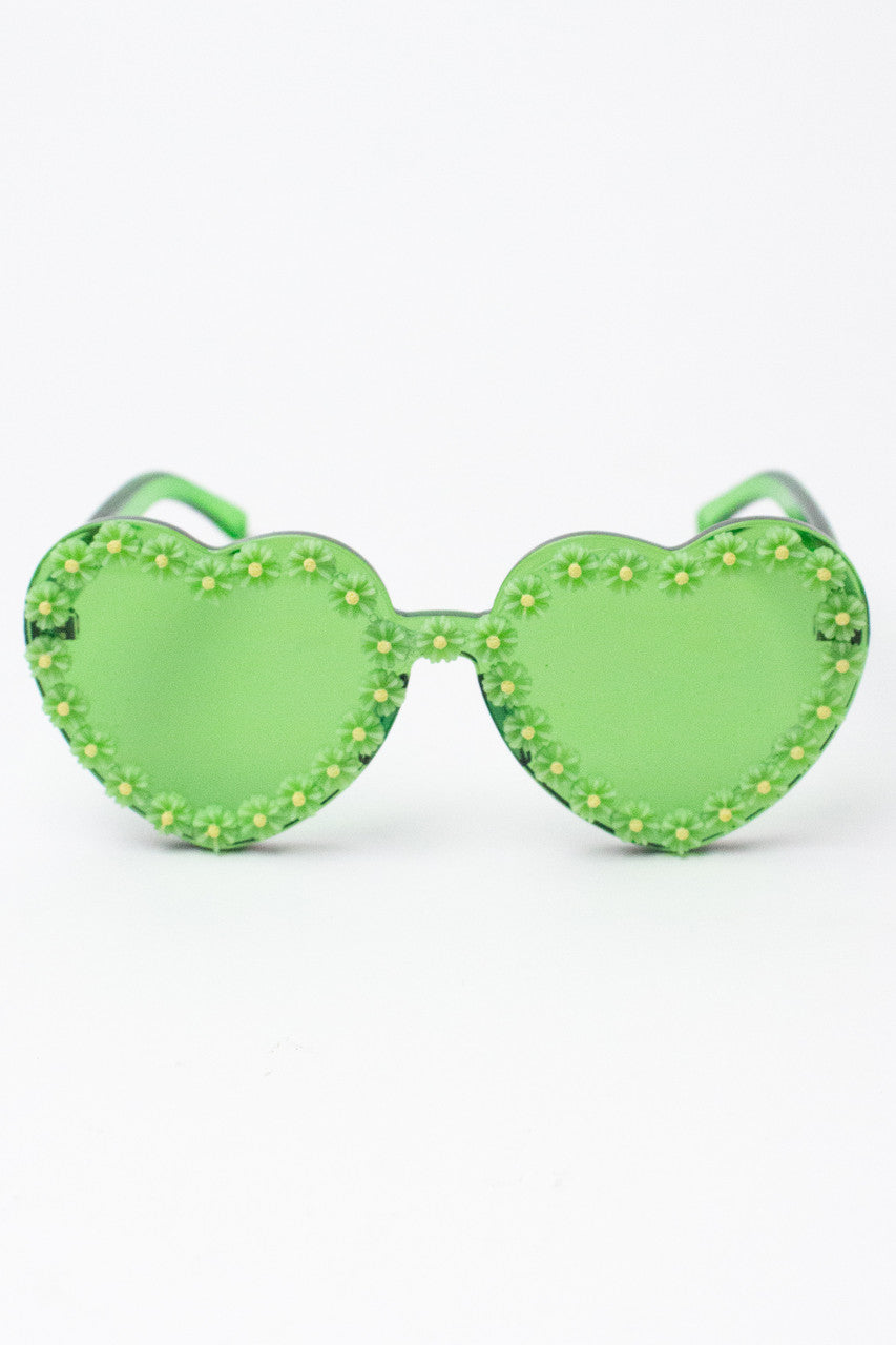 Flower Rim Heart Sunglasses