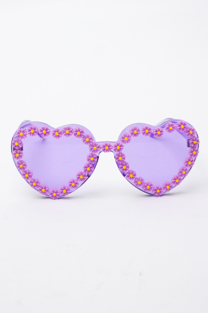 Flower Rim Heart Sunglasses