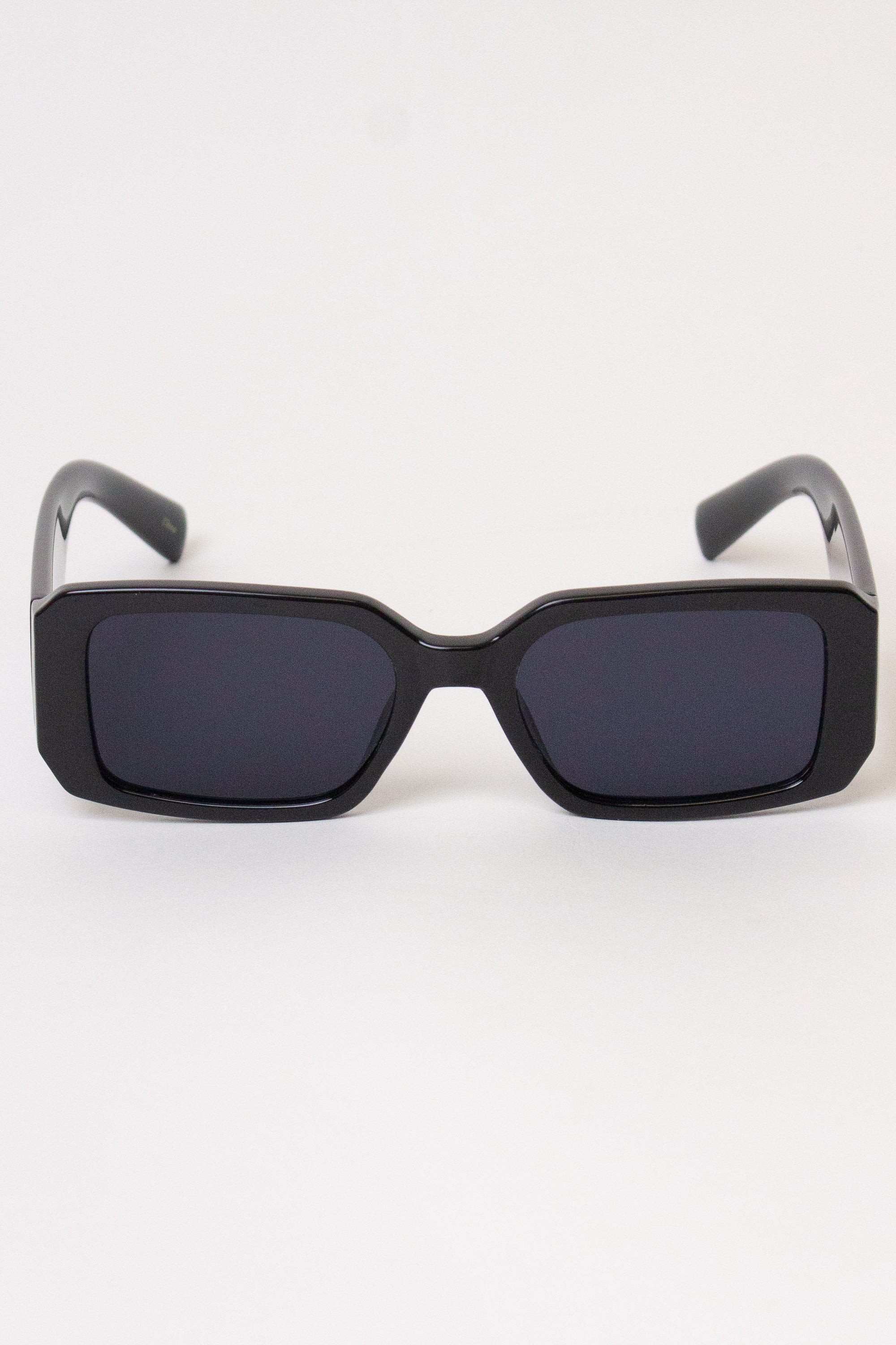Thick Frame Rectangle Sunglasses - Black