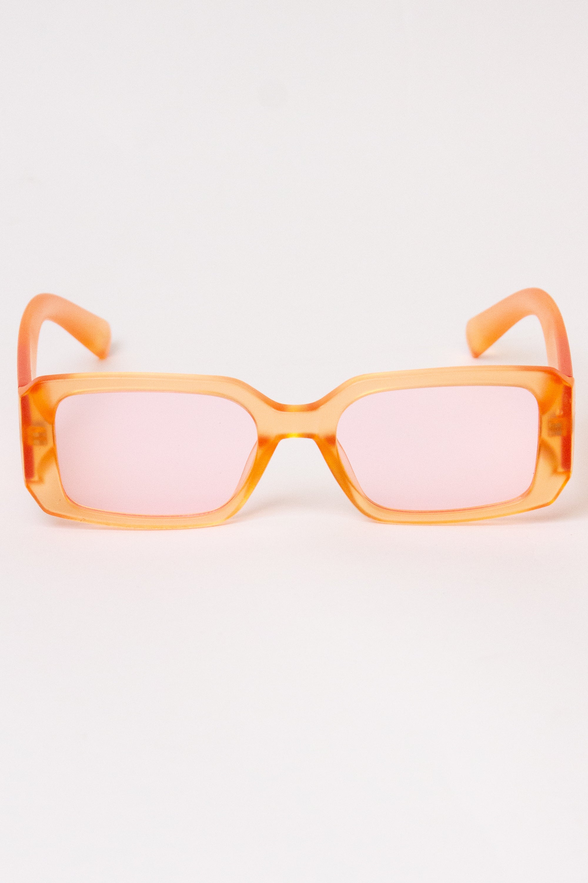 Thick Frame Rectangle Sunglasses - Orange