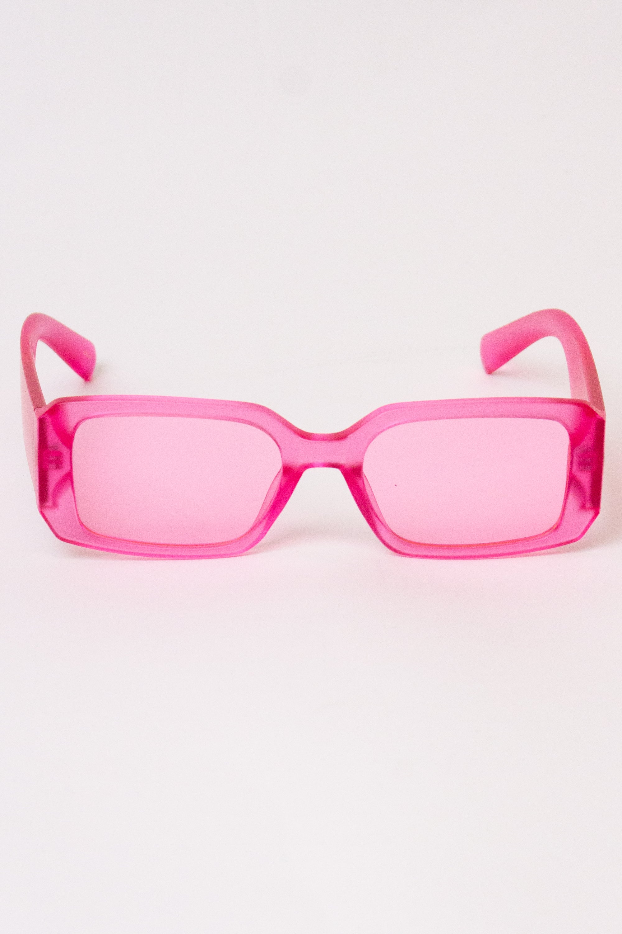 Thick Frame Rectangle Sunglasses - Pink