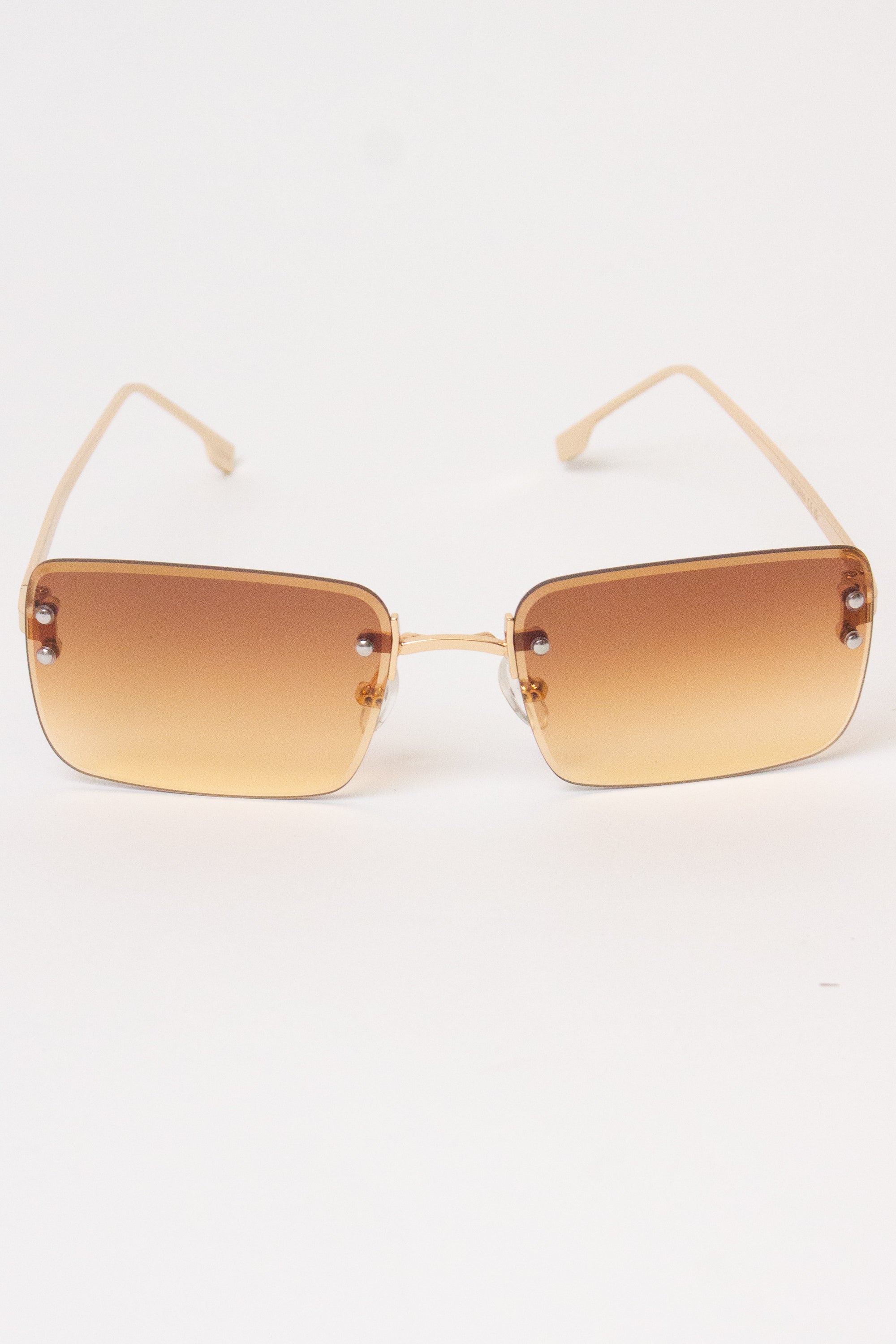 Rimless Rectangle Sunglasses - Gold