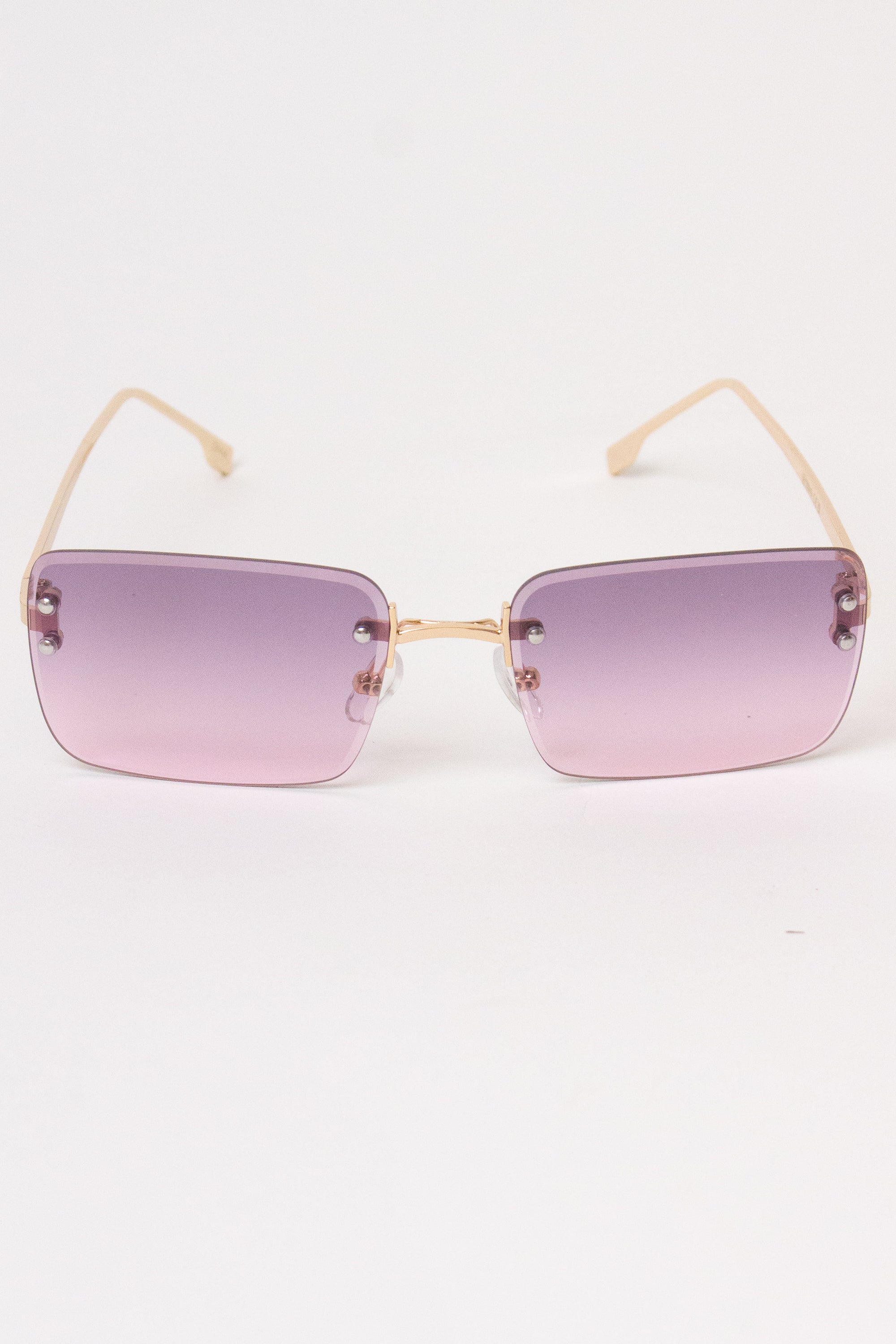 Rimless Rectangle Sunglasses- Lavender