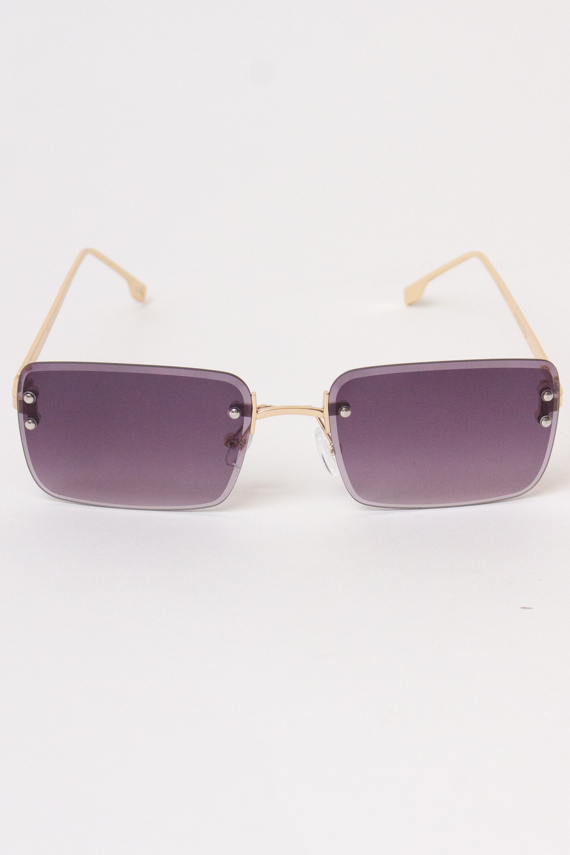 Rimless Rectangle Sunglasses - Purple