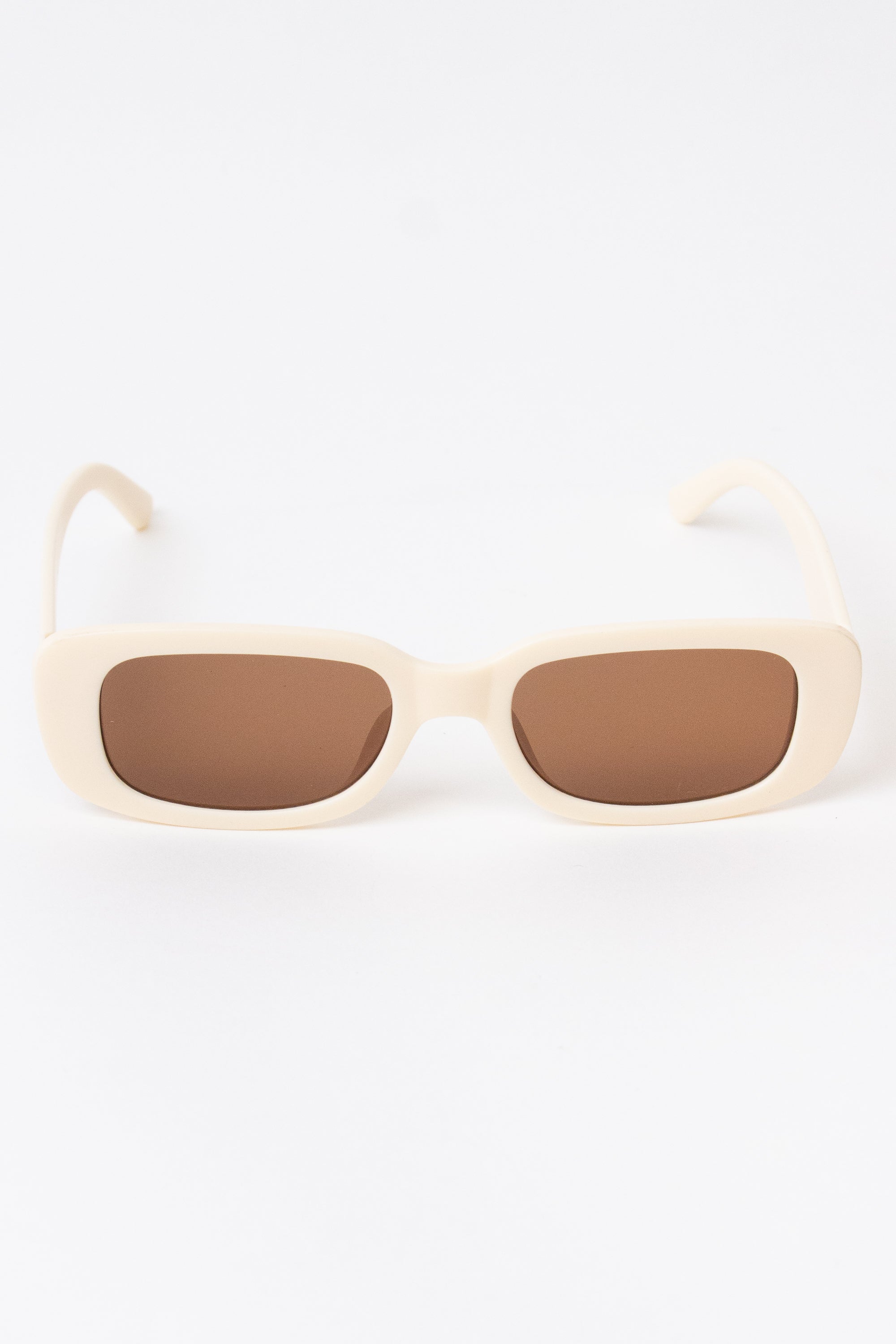 Simple Rounded Rectangle Sunglasses - Ivory
