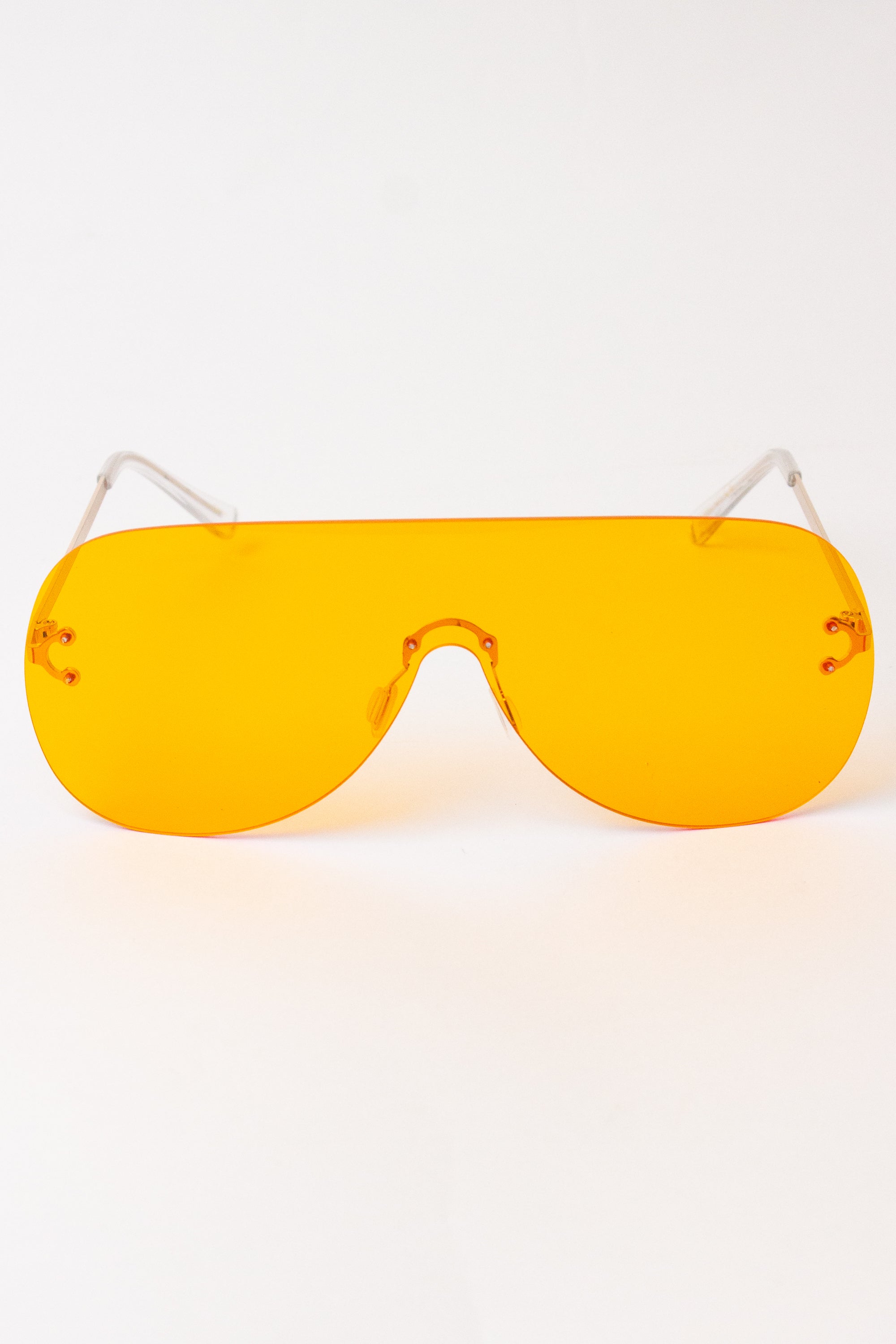 Rimless Aviator Shield Sunglasses - Orange