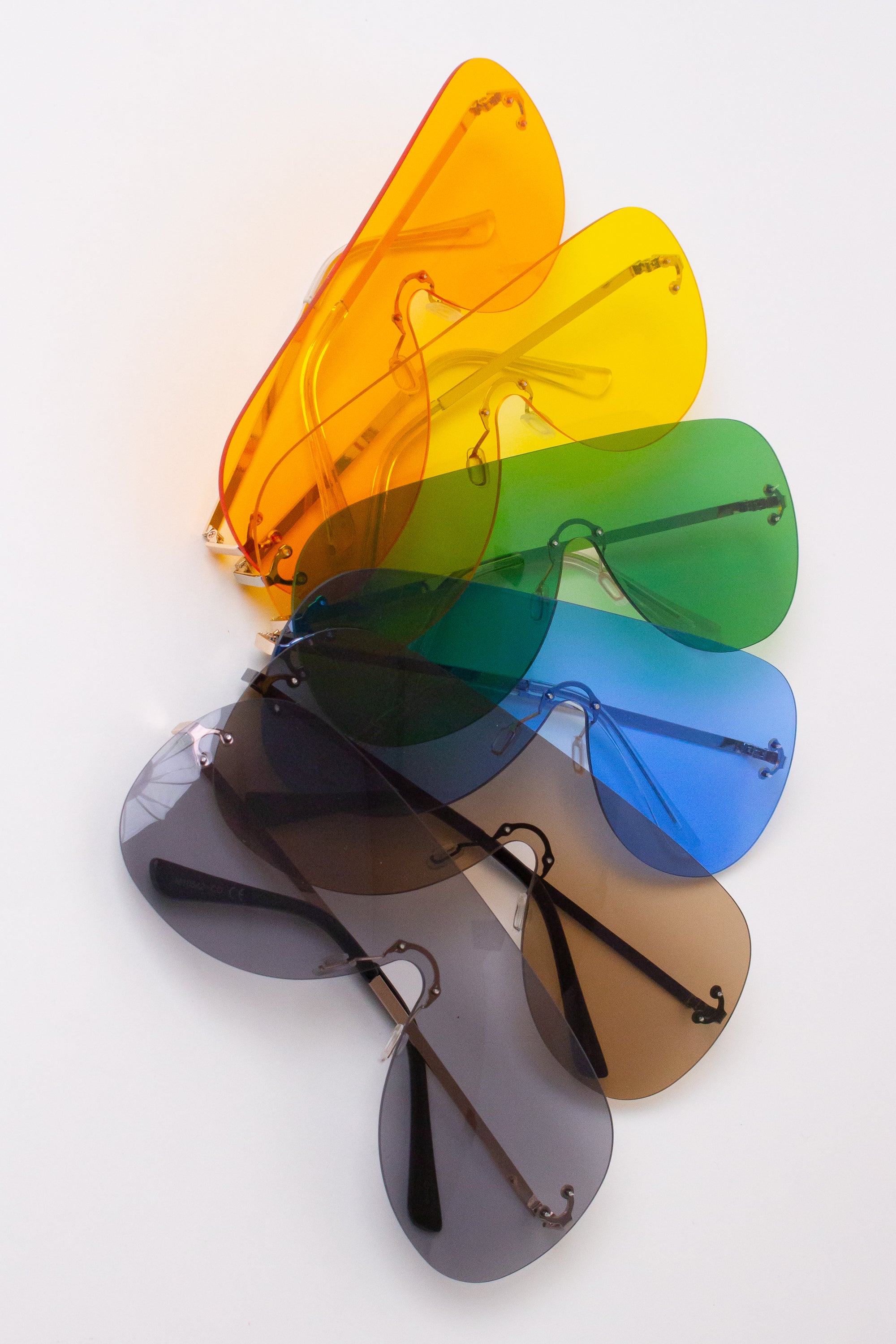 Rimless Aviator Shield Sunglasses