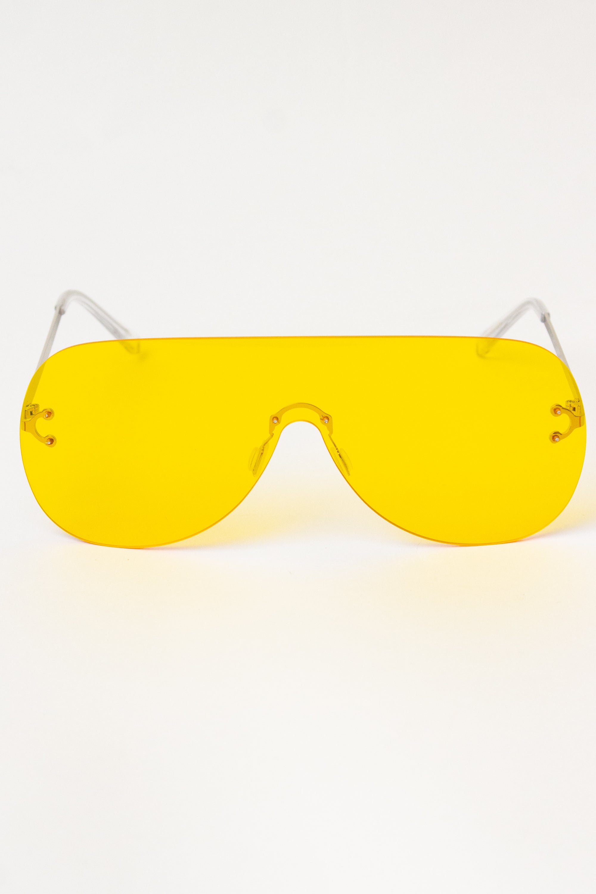 Rimless Aviator Shield Sunglasses - Yellow