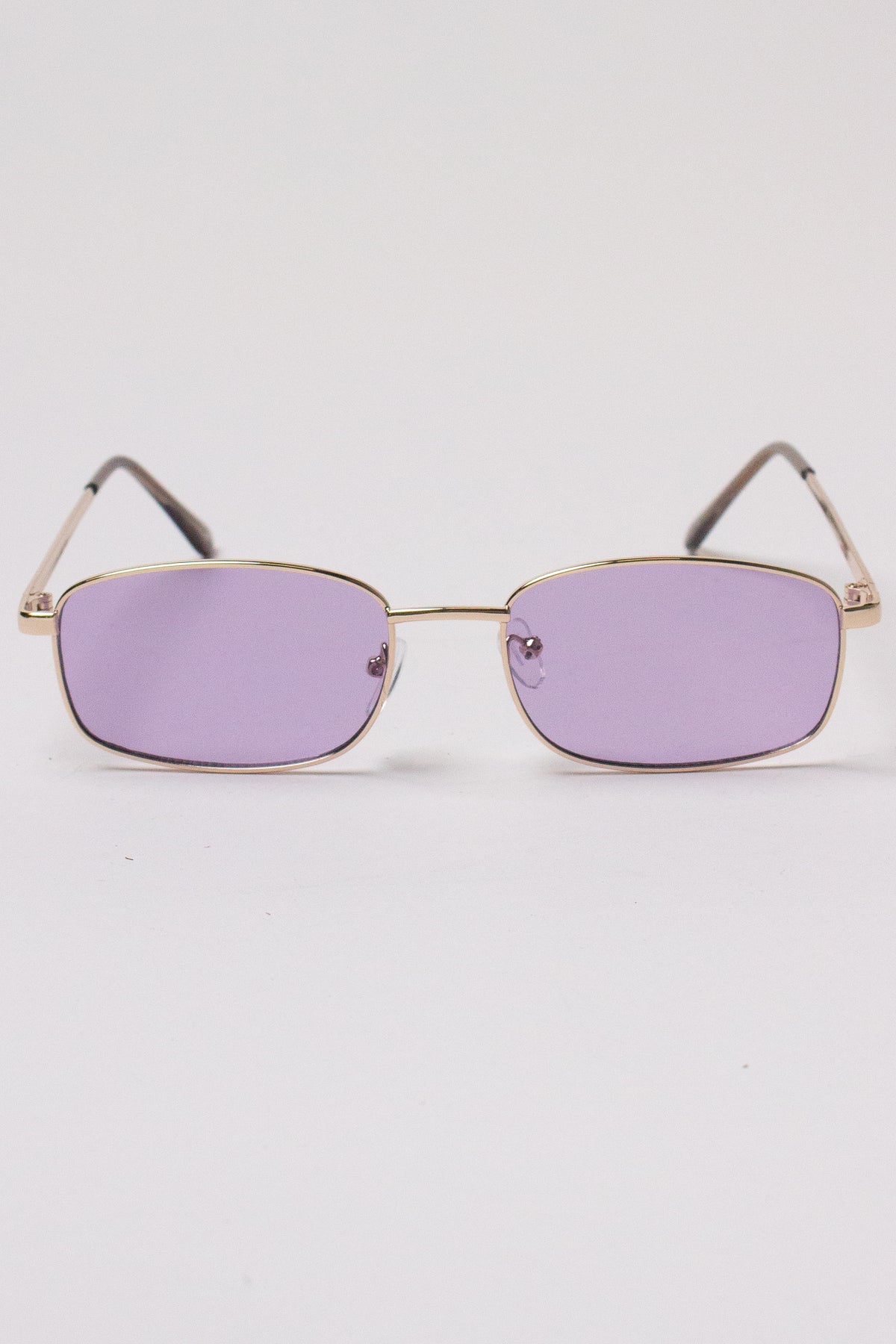 Thin Frame Rectangle Sunglasses - Purple