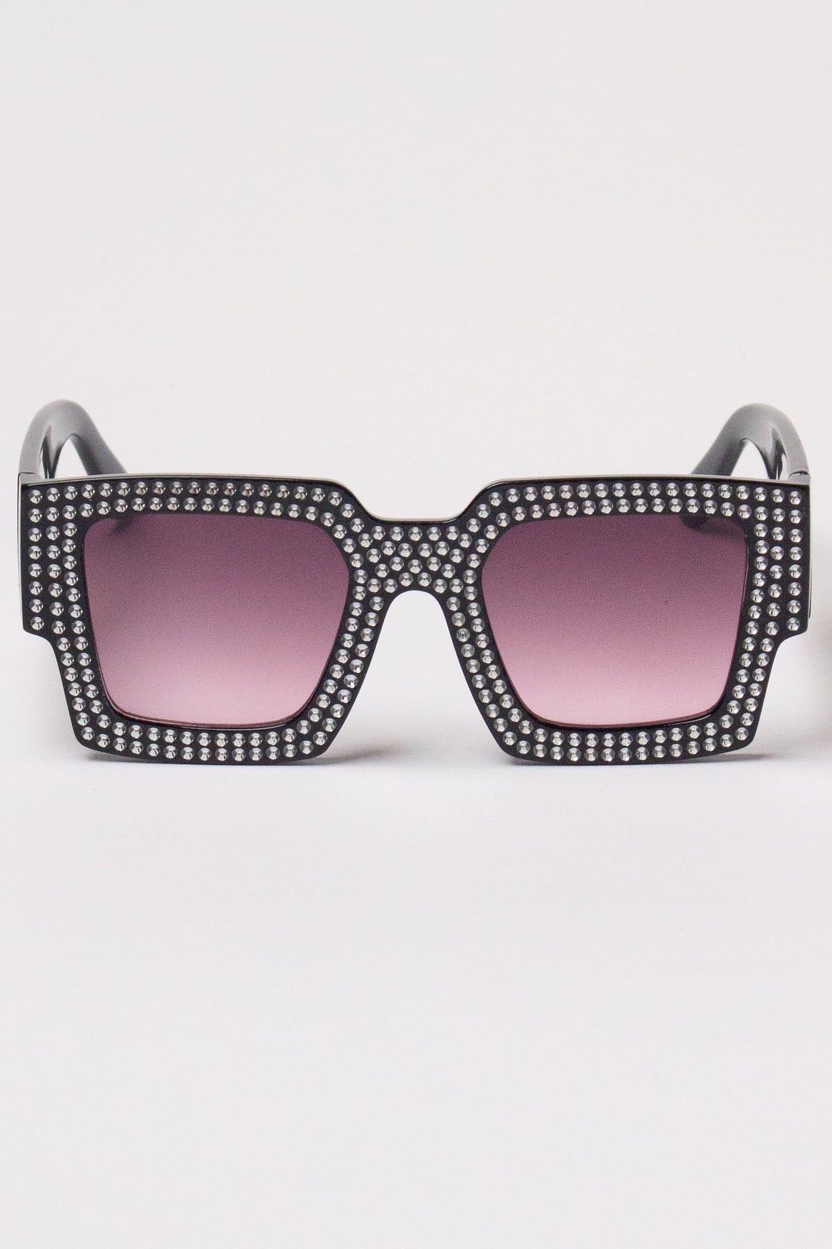 Oversized Bedazzled Sunglasses - Black/Pink