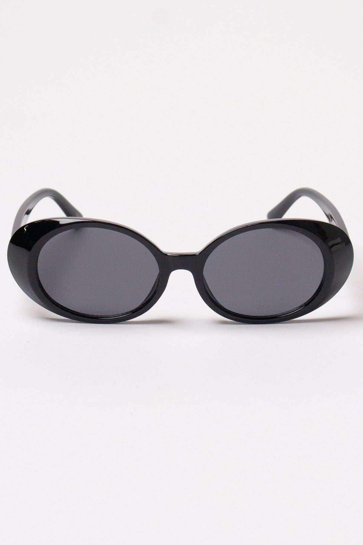 Thick Frame Oval Sunglasses - Black