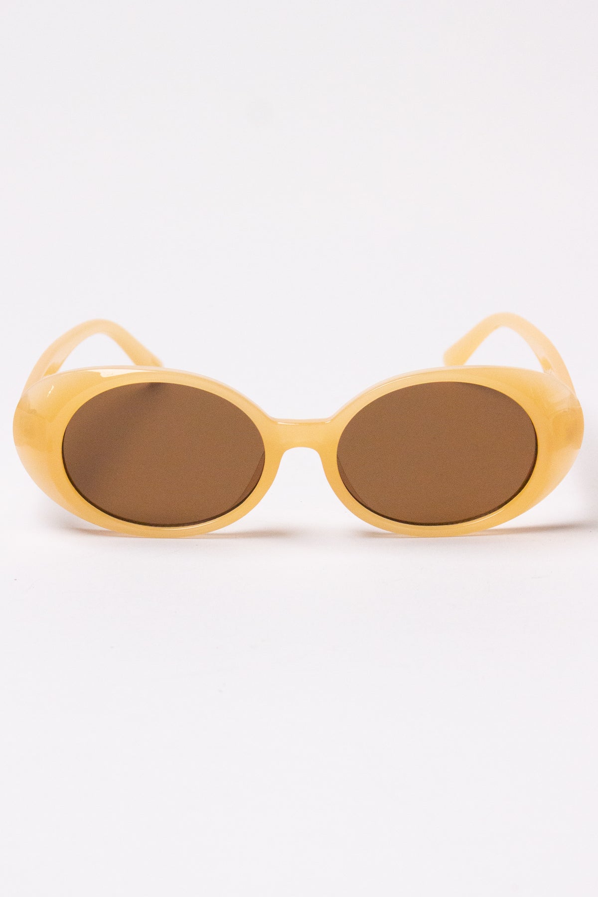 Thick Frame Oval Sunglasses - Honey