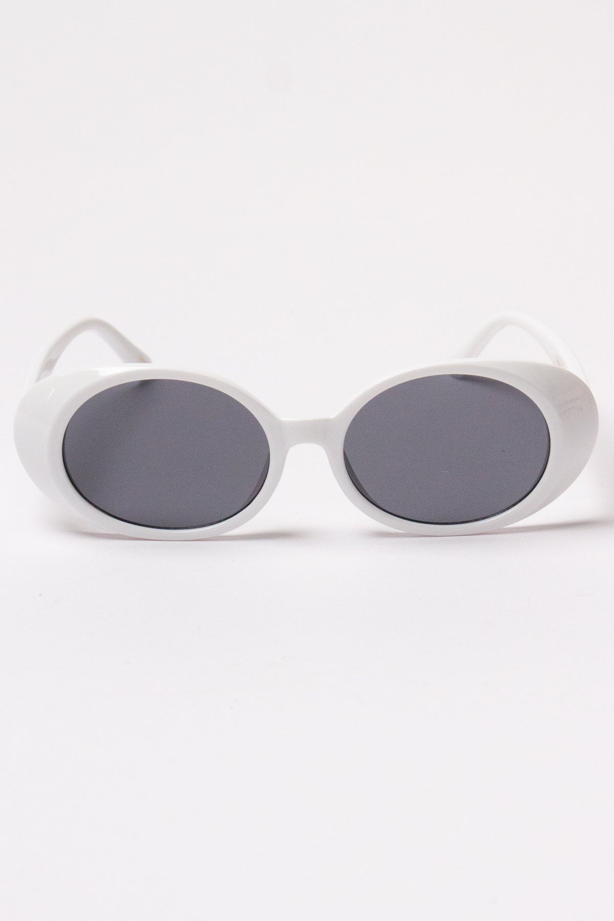 Thick Frame Oval Sunglasses - White