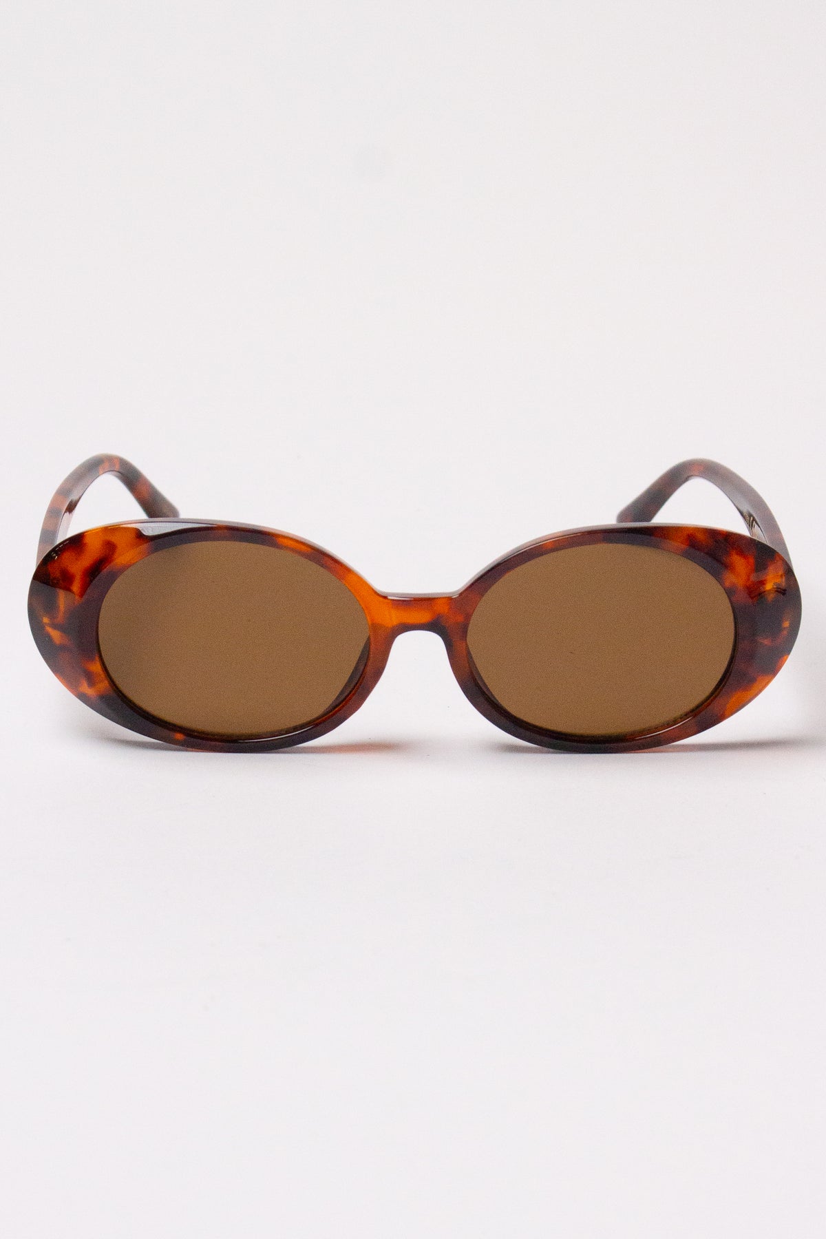 Thick Frame Oval Sunglasses - Tortoiseshell