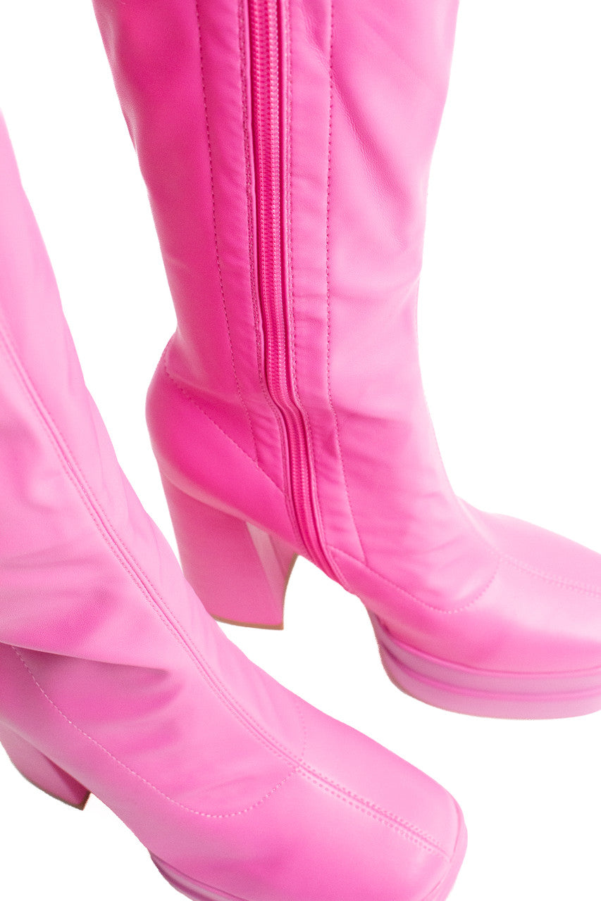 Hot Pink Chunky GoGo Boots