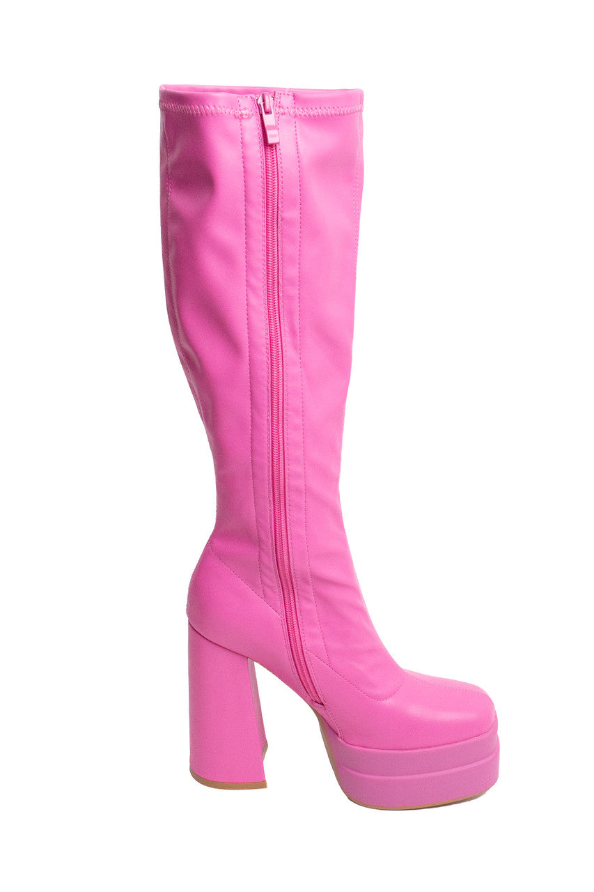 Hot Pink Chunky GoGo Boots