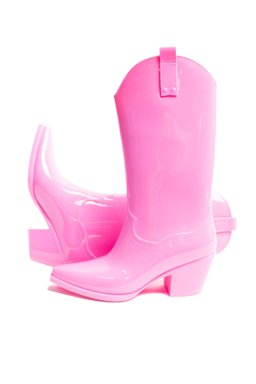 Pink Western Rain Boots