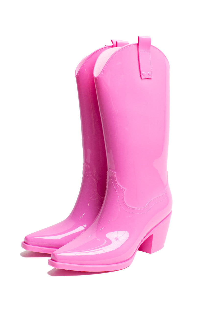 Pink Western Rain Boots