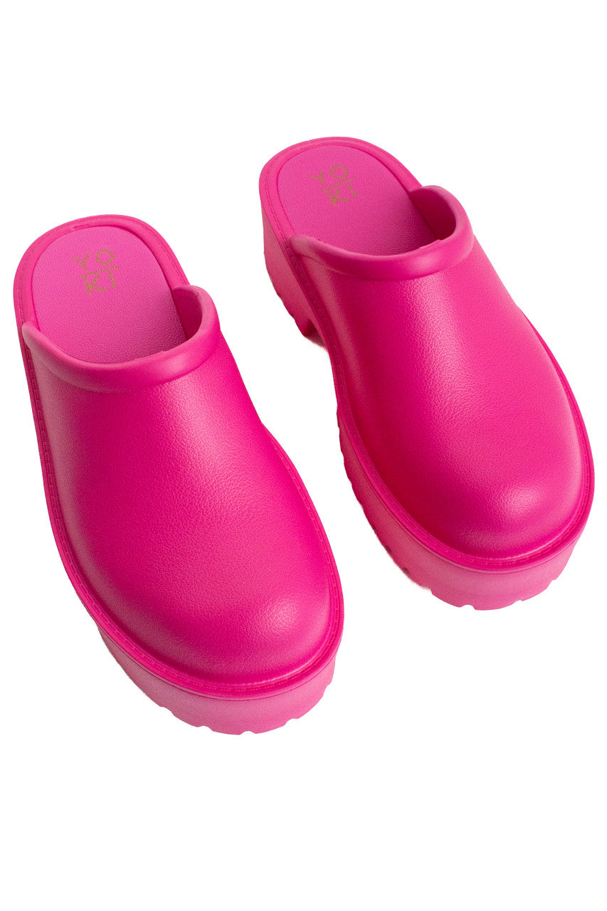 Lightweight Hot Pink Platform Clogs