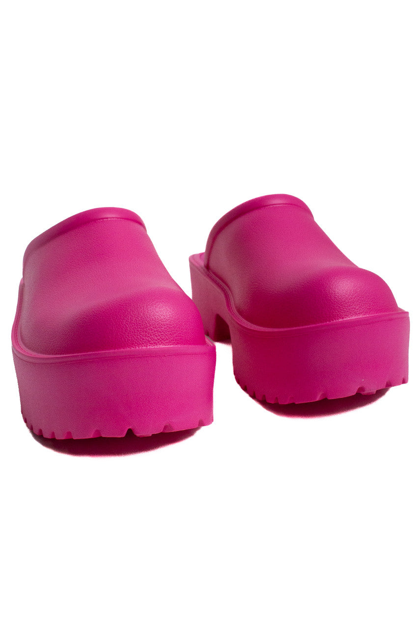 Lightweight Hot Pink Platform Clogs
